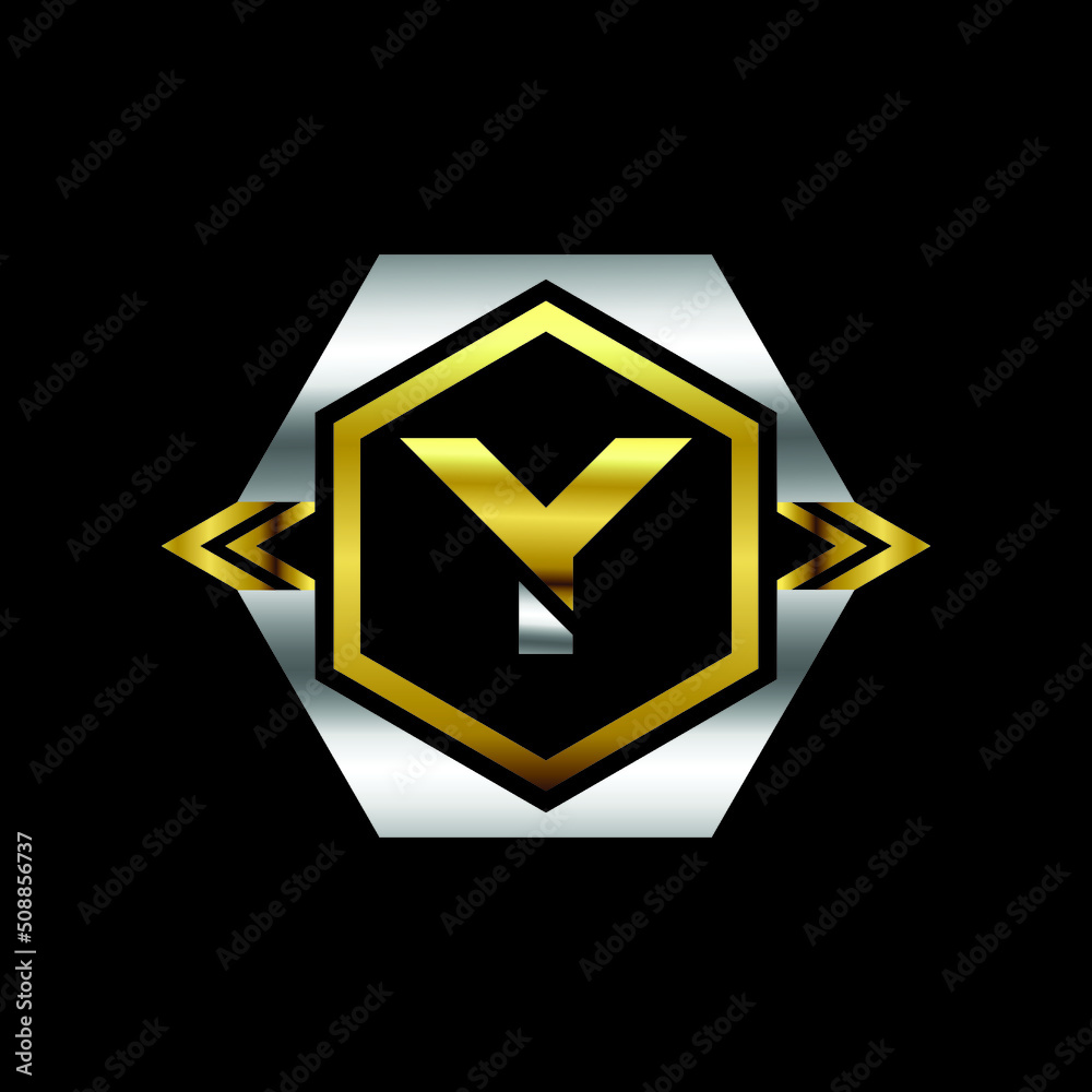 Premium luxury Vector elegant gold and silver font Letter Y Template for company logo with monogram element 3d Design Premium luxury Vector elegant gold and silver font Letter Y Template for company logo with monogram element 3d Design