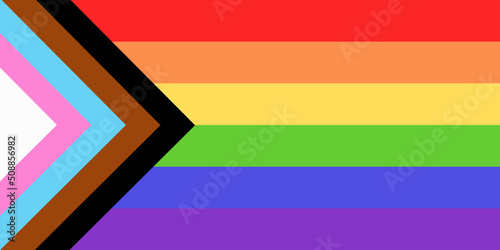 New LGBTQ Pride Flag Vector. New & Updated Intersex Inclusive Progress Pride Flag. Banner Flag for LGBT, LGBTQ or LGBTQIA+ Pride.