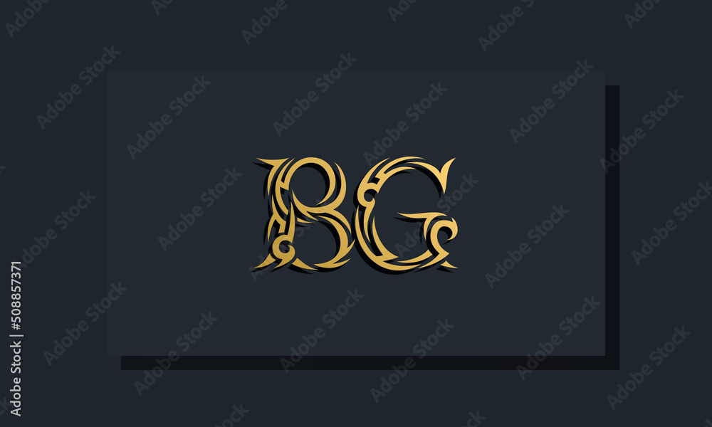 Luxury initial letters BG logo design. It will be use for Restaurant, Royalty, Boutique, Hotel, Heraldic, Jewelry, Fashion and other vector illustration