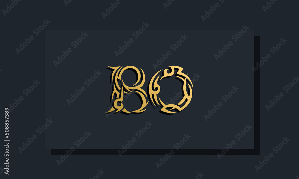 Luxury initial letters BO logo design. It will be use for Restaurant, Royalty, Boutique, Hotel, Heraldic, Jewelry, Fashion and other vector illustration