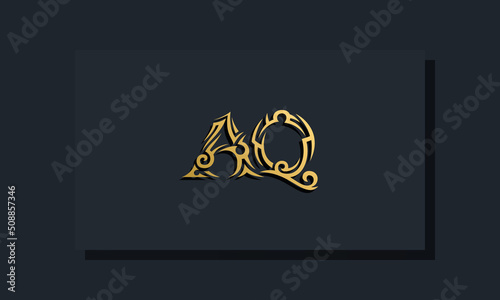Luxury initial letters AQ logo design. It will be use for Restaurant, Royalty, Boutique, Hotel, Heraldic, Jewelry, Fashion and other vector illustration