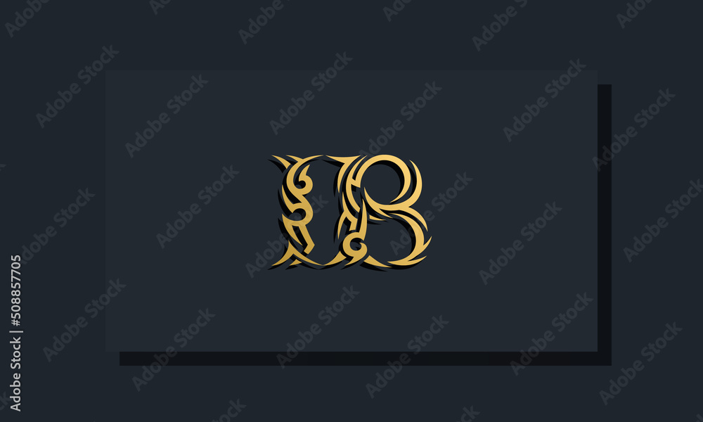 Luxury initial letters IB logo design. It will be use for Restaurant, Royalty, Boutique, Hotel, Heraldic, Jewelry, Fashion and other vector illustration