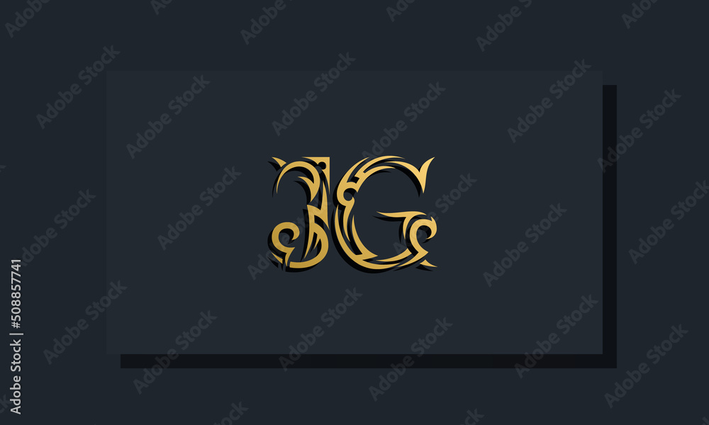 Luxury initial letters JG logo design. It will be use for Restaurant, Royalty, Boutique, Hotel, Heraldic, Jewelry, Fashion and other vector illustration