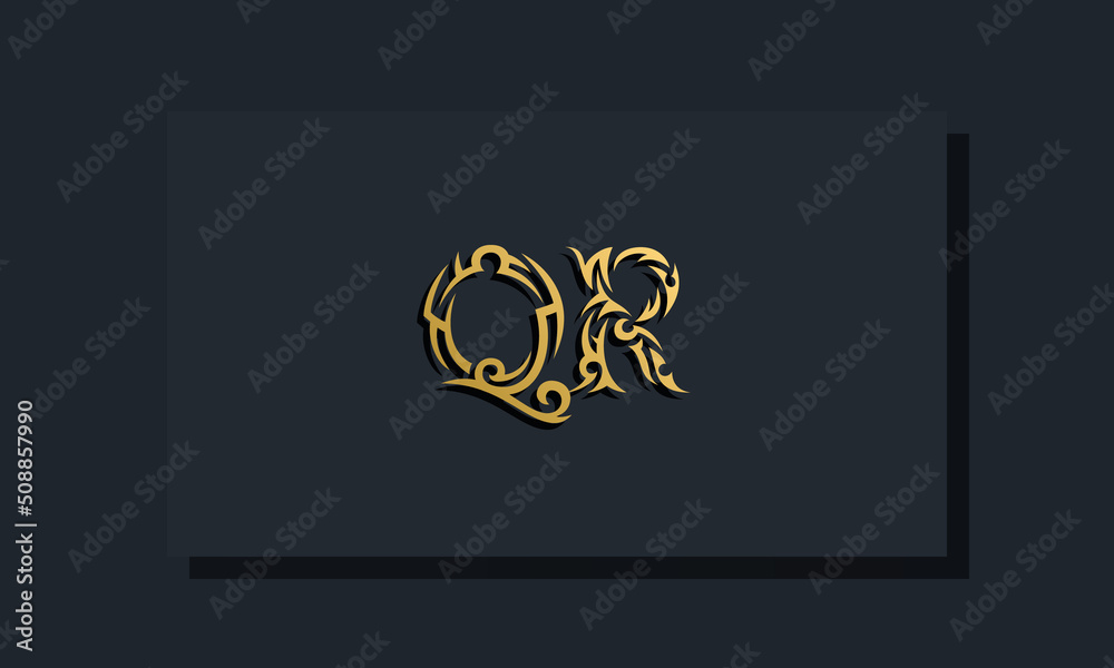 Luxury initial letters QR logo design. It will be use for Restaurant, Royalty, Boutique, Hotel, Heraldic, Jewelry, Fashion and other vector illustration