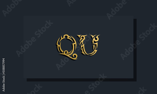 Luxury initial letters QU logo design. It will be use for Restaurant, Royalty, Boutique, Hotel, Heraldic, Jewelry, Fashion and other vector illustration
