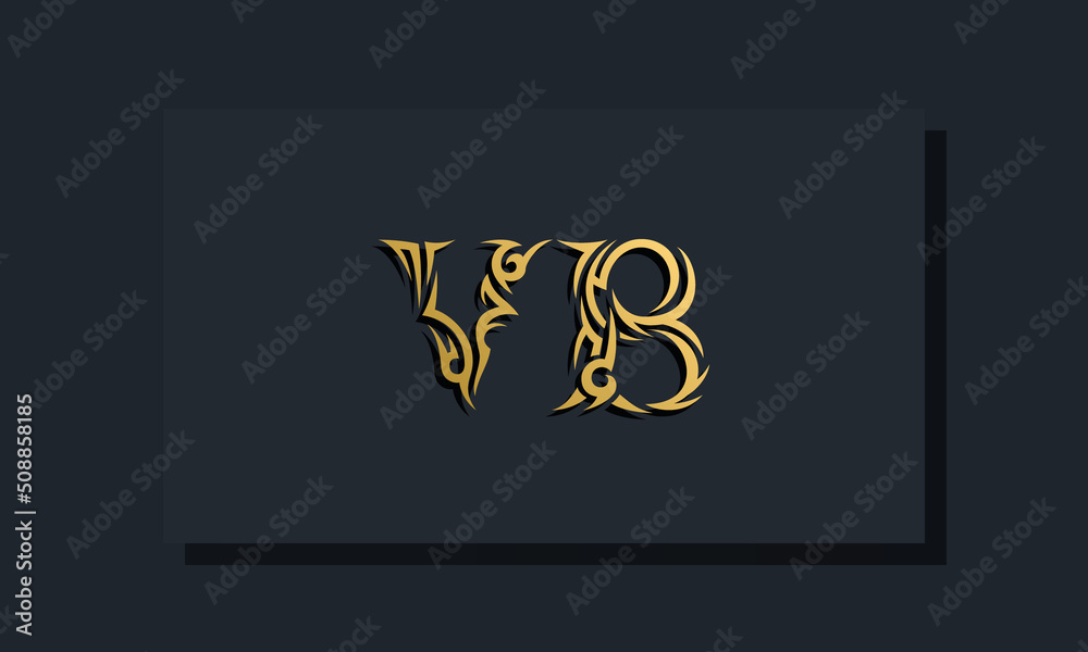 Luxury initial letters VB logo design. It will be use for Restaurant, Royalty, Boutique, Hotel, Heraldic, Jewelry, Fashion and other vector illustration