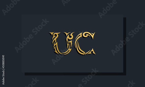 Luxury initial letters UC logo design. It will be use for Restaurant, Royalty, Boutique, Hotel, Heraldic, Jewelry, Fashion and other vector illustration