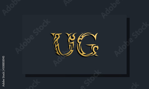 Luxury initial letters UG logo design. It will be use for Restaurant, Royalty, Boutique, Hotel, Heraldic, Jewelry, Fashion and other vector illustration