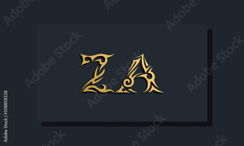 Luxury initial letters ZA logo design. It will be use for Restaurant, Royalty, Boutique, Hotel, Heraldic, Jewelry, Fashion and other vector illustration photo