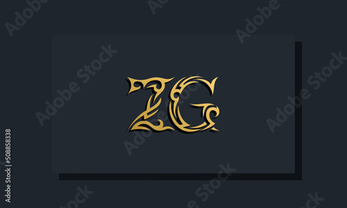 Luxury initial letters ZG logo design. It will be use for Restaurant  Royalty  Boutique  Hotel  Heraldic  Jewelry  Fashion and other vector illustration