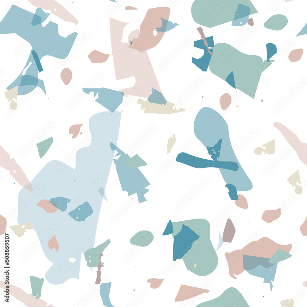 Terrazzo seamless pattern. Blue classic flooring