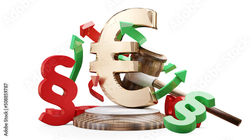 EUR Euro symbol golden and ...