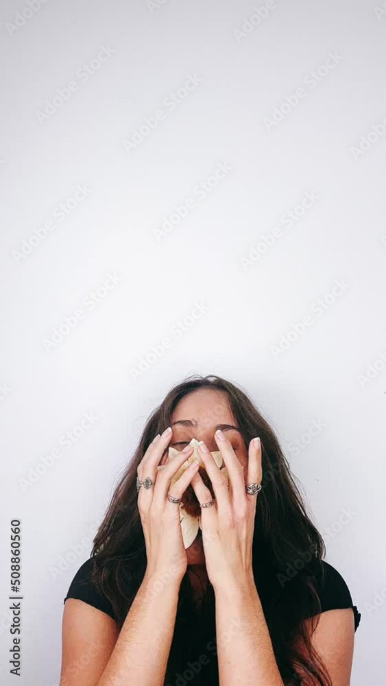 Woman in Studio Carresing A flower, FLowers, Floral, Portraits Woman in Studio Carresing A flower, FLowers, Floral, Portraits