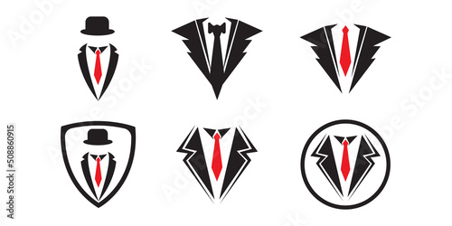 black mafia men tuxedo symbol vector logo