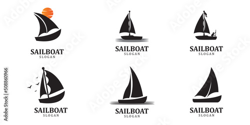 Asian Traditional Sailboat symbol design logo