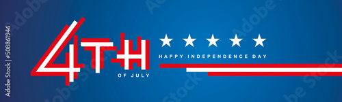 Happy 4th of July Independence Day modern abstract typography lettering United States blue background banner
