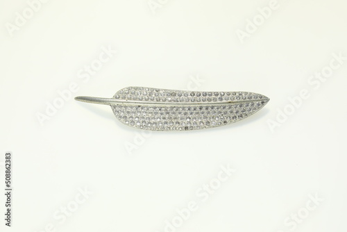 Wallpaper Mural Antique pot metal leaf with rhinestones pave brooch pin vintage costume jewelry