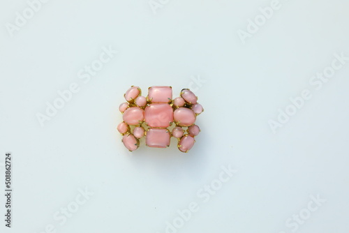 Fotografija Large glass stones brooch pin vintage costume jewelry fashion accessory