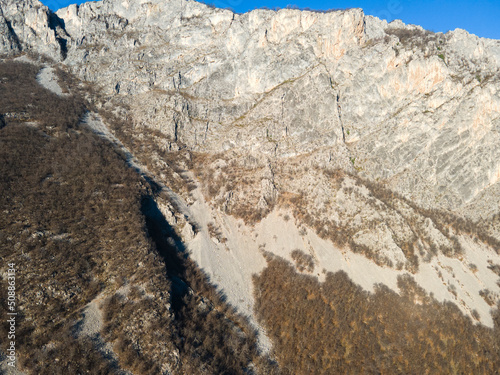 Aerial Autumn Landscape of Vratsata pass, Bulgaria photo