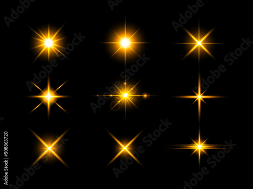 Sunlight special lens flare light effect on transparent background. Vector elements.