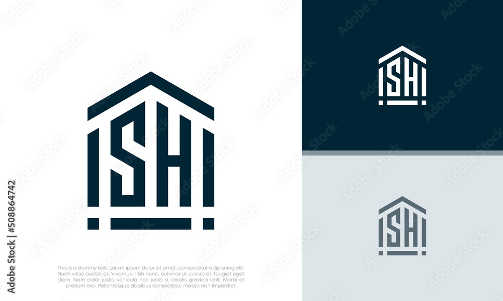 Fototapeta premium Simple Initials SH logo design. Initial Letter Logo. Shield logo.