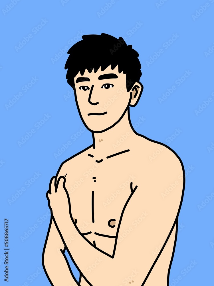 Fototapeta premium cute man cartoon on blue background
