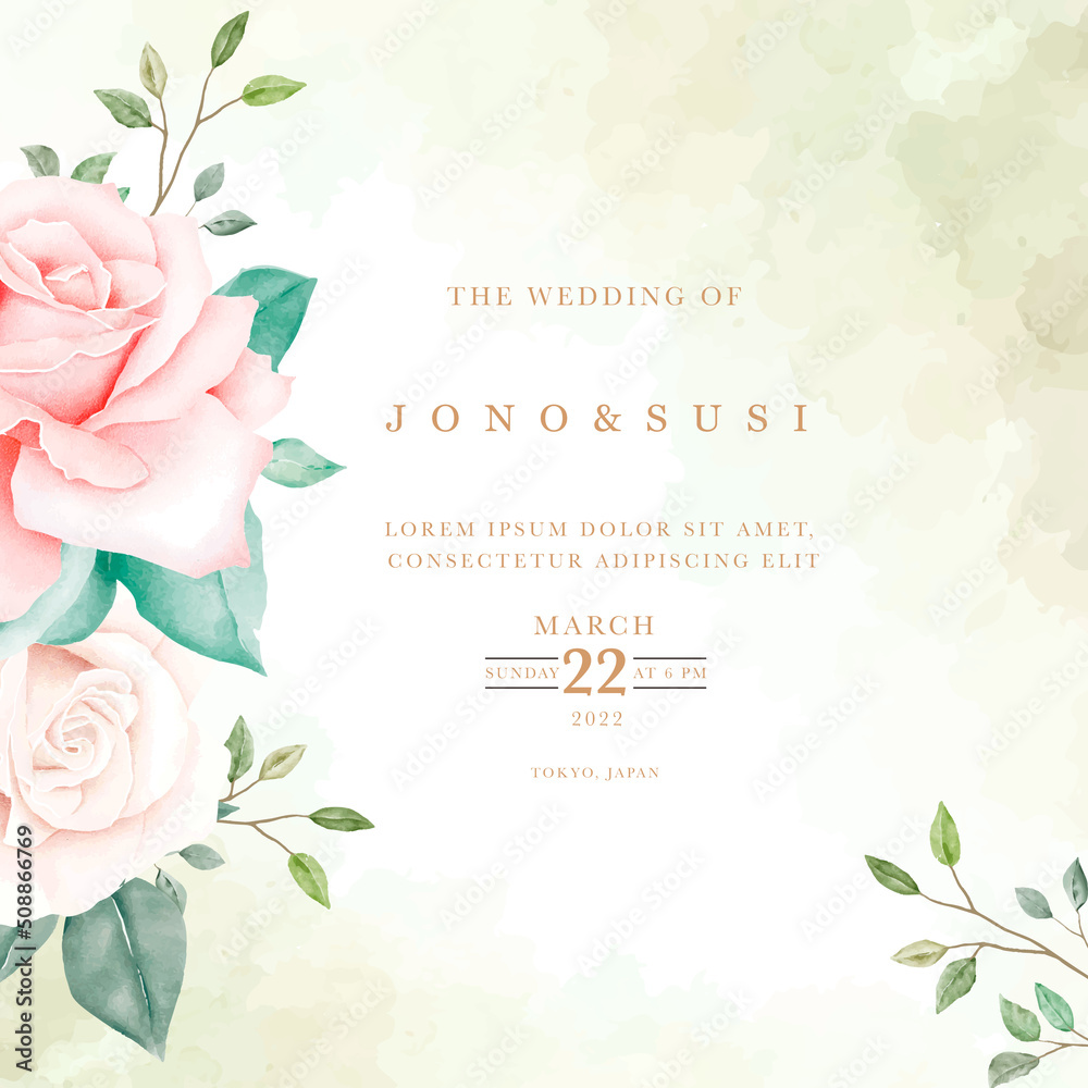 Save the date flower roses  watercolor 