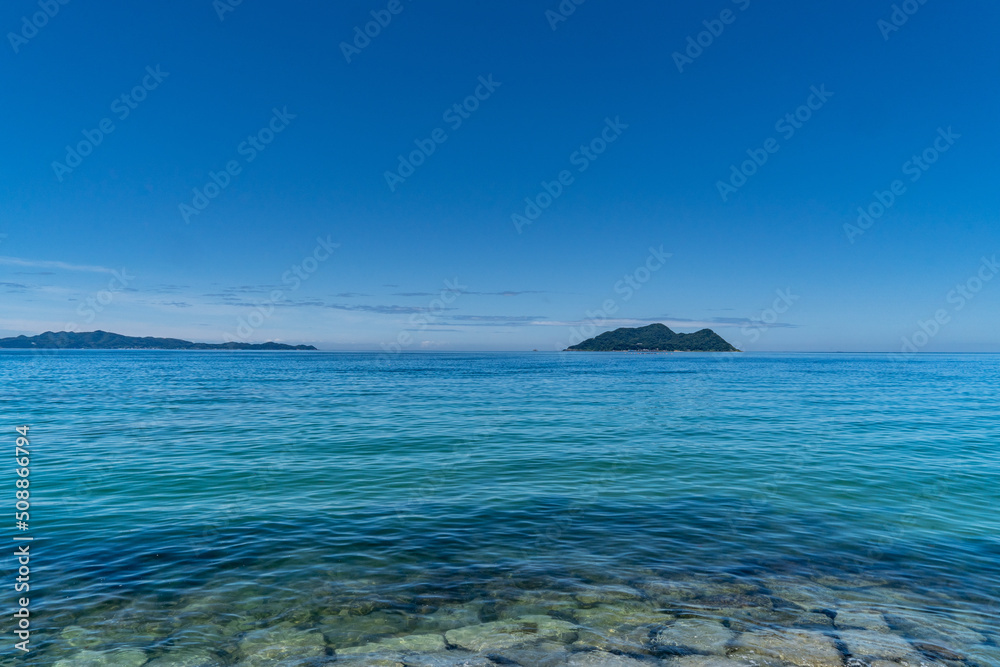 View of ocean and island in countryside of Japan. View of ocean and island in countryside of Japan.