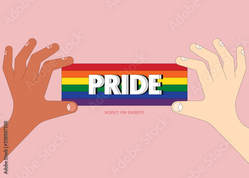 LGBTQ community pride month poster design template with rainbow stripe line
