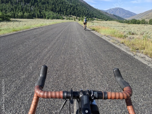 biking on gravel road