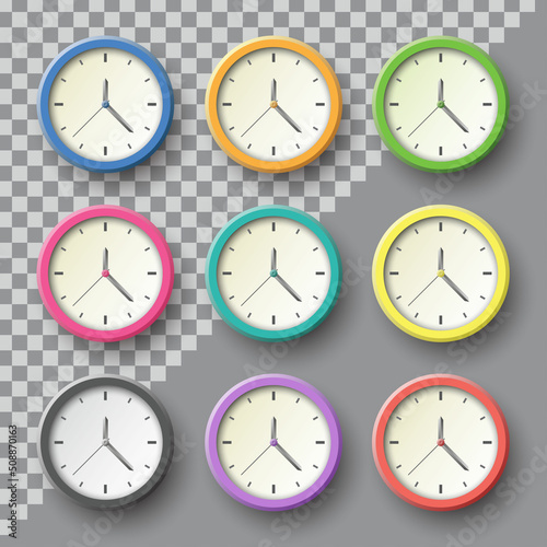 colorful wall clock collection vector graphic