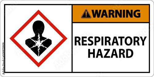 Warning Respiratory Hazard GHS Sign On White Background