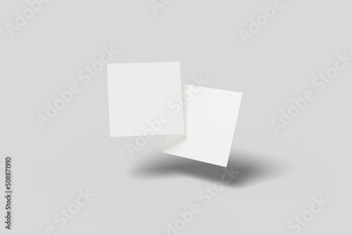 Realistic blank square card illustration for mockup. 3D Render. © Abrar