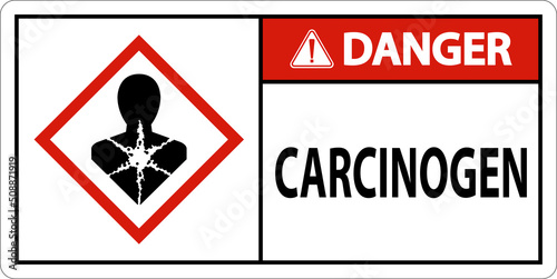 Danger Carcinogen GHS Sign On White Background photo