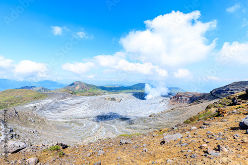 登山道から見た初夏の阿蘇山一帯　熊本県阿蘇市　The area around Mt. Aso in early summer as seen from Takadake. Kumamoto-ken Aso city. photo