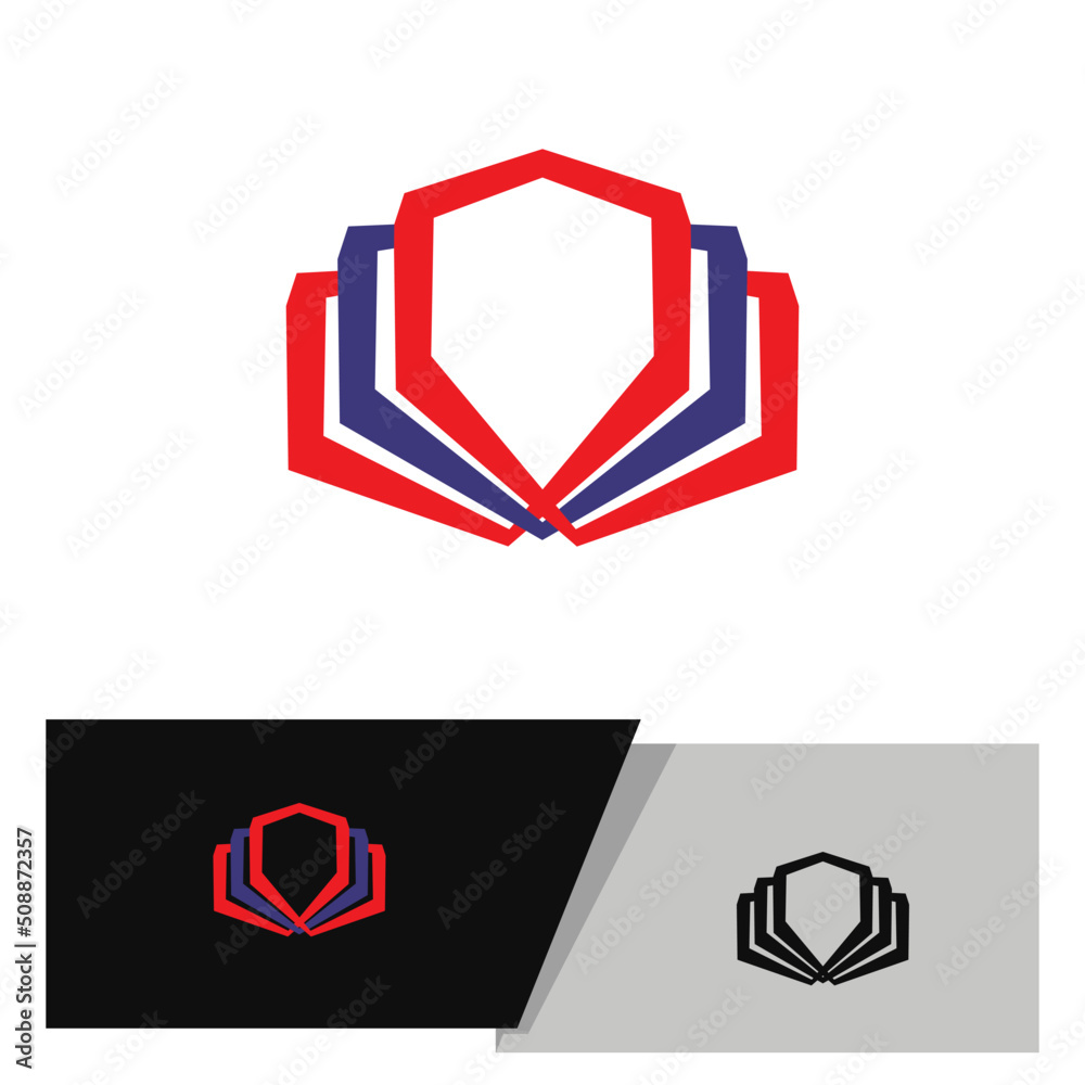 abstract hexagon layers logo or pictogram with red and blue color abstract hexagon layers logo or pictogram with red and blue color