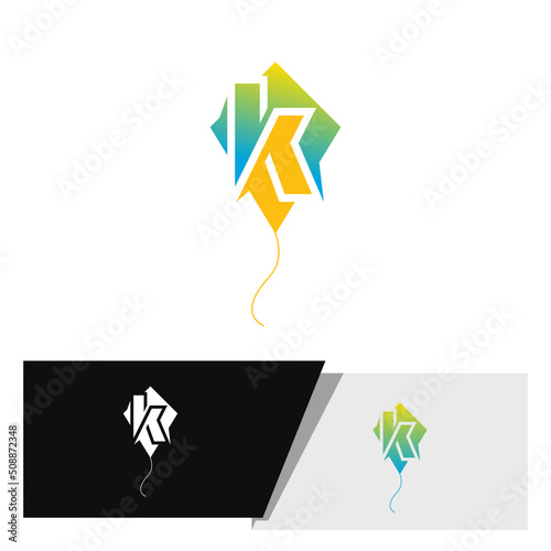 simple creative initial K letter for kite logo