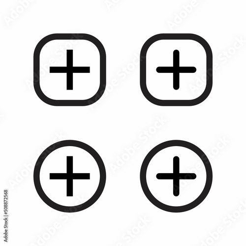 Add button icon vector of social media elements. Cross, plus sign symbol in line style