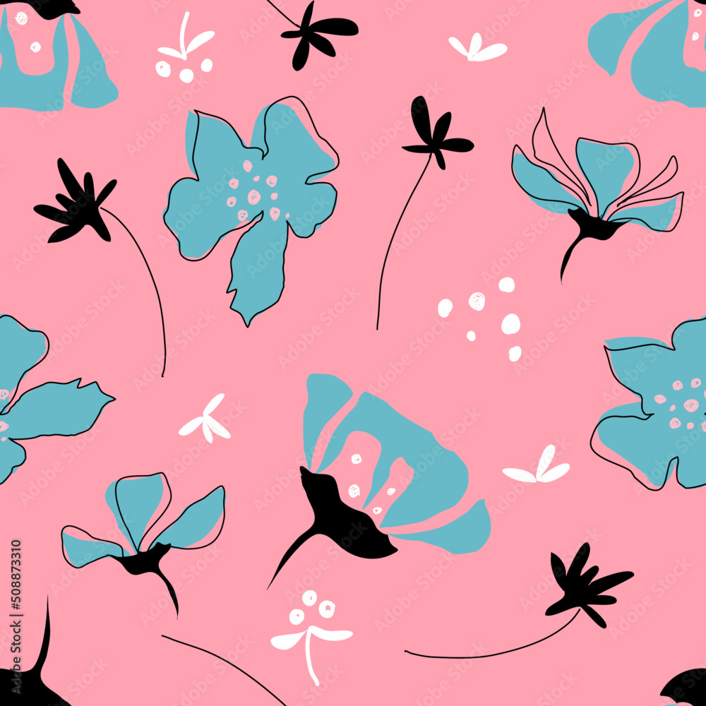 Hand drawn cute floral small seamless pattern for fashion prints decoration, fabric, wallpaper and all prints on background earth tone color.