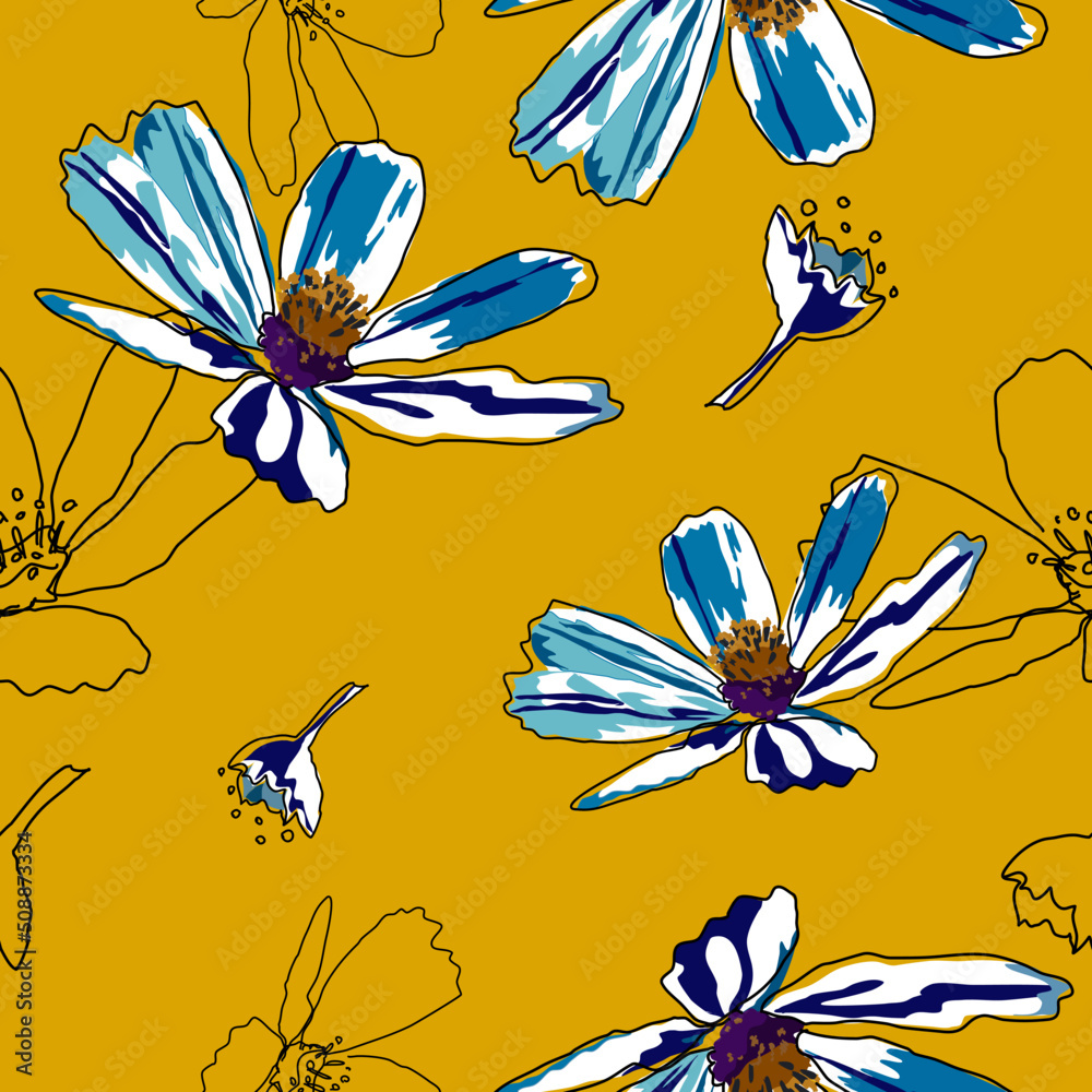 Seamless pattern leaves watercolor illustration. vector design for fashion, fabric, wallpaper and all prints on background earth tone color.