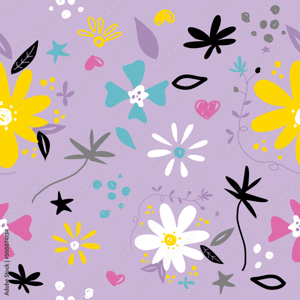 Hand drawn cute floral small seamless pattern for fashion prints decoration, fabric, wallpaper and all prints on background earth tone color.