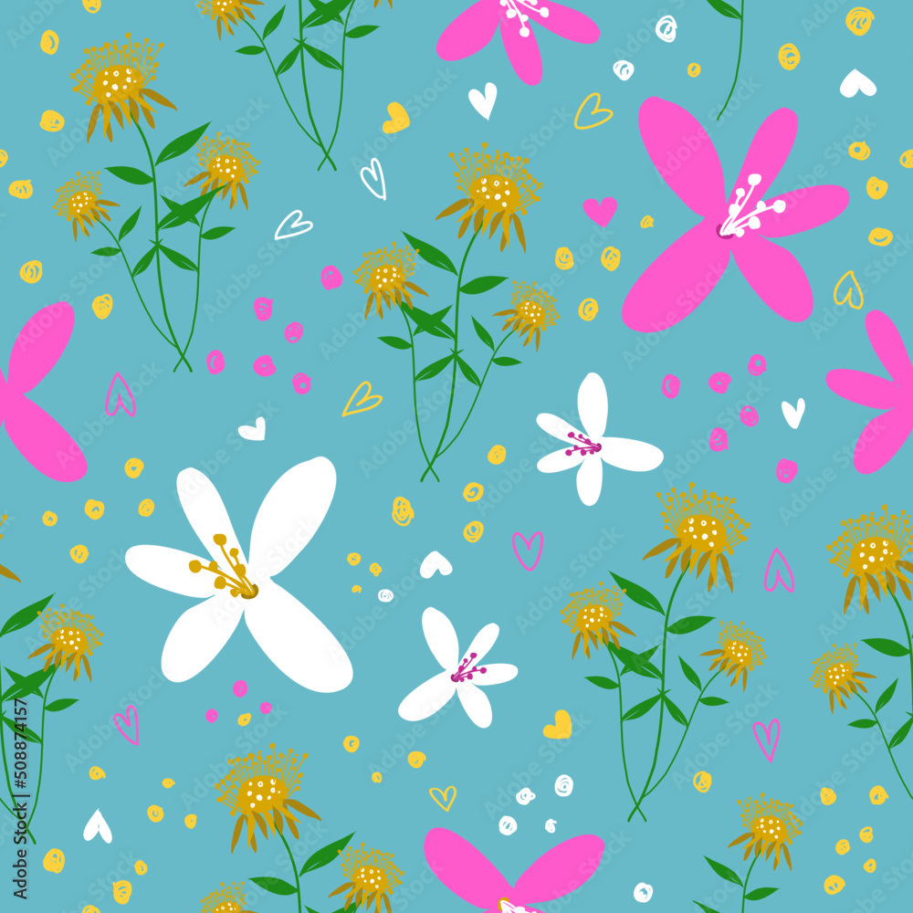 Beautiful seamless floral pattern with watercolor hand drawn. vector design for fashion, fabric, wallpaper and all prints on background earth tone color.
