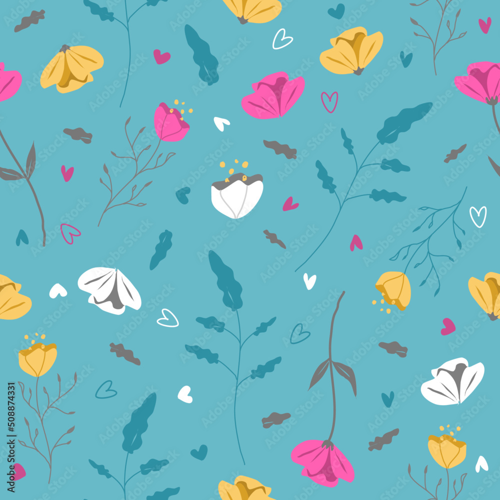 Beautiful seamless floral pattern with watercolor hand drawn. vector design for fashion, fabric, wallpaper and all prints on background earth tone color.
