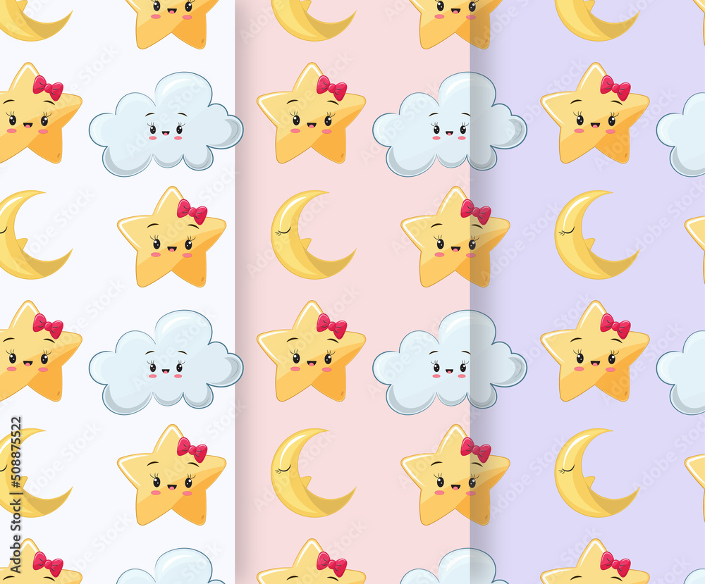 Obraz premium kid's cute seamless pattern set