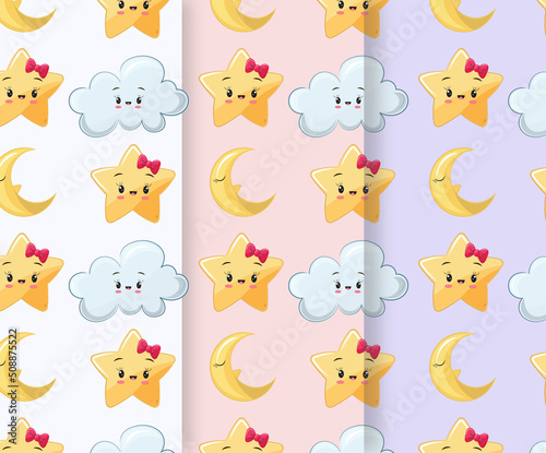 kid's cute seamless pattern set