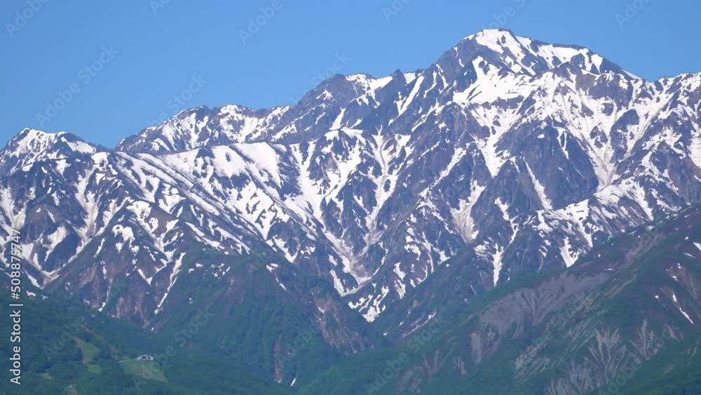 初夏の白馬村青鬼集落 北アルプスと田園風景 初夏の白馬村青鬼集落 北アルプスと田園風景