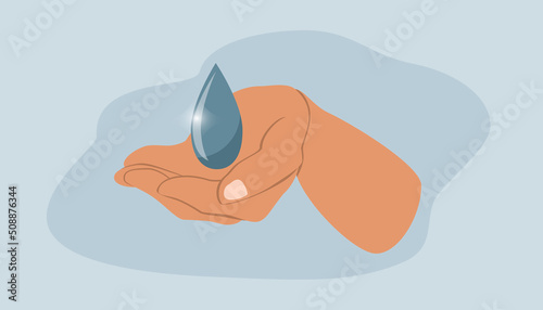 vector illustration in flat style - hand and water drop