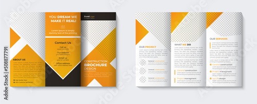 Trifold brochure template layout and booklet real estate company profile cover page design with online creative  annual report catalogue for business agency