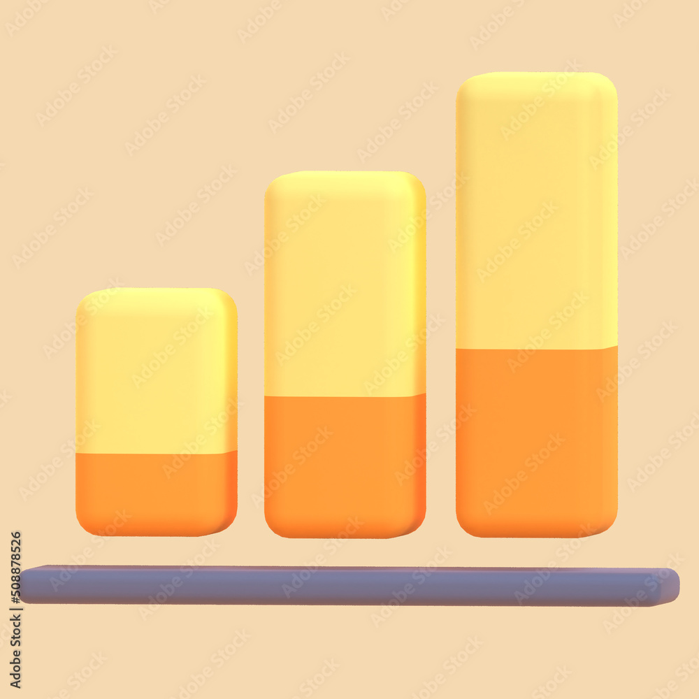 Graph in 3D render for Graphic Asset Web Presentation or Other