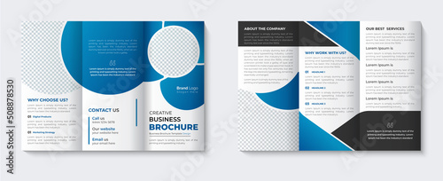 Trifold brochure template layout and company profile cover page design with online creative  annual report catalogue for business agency